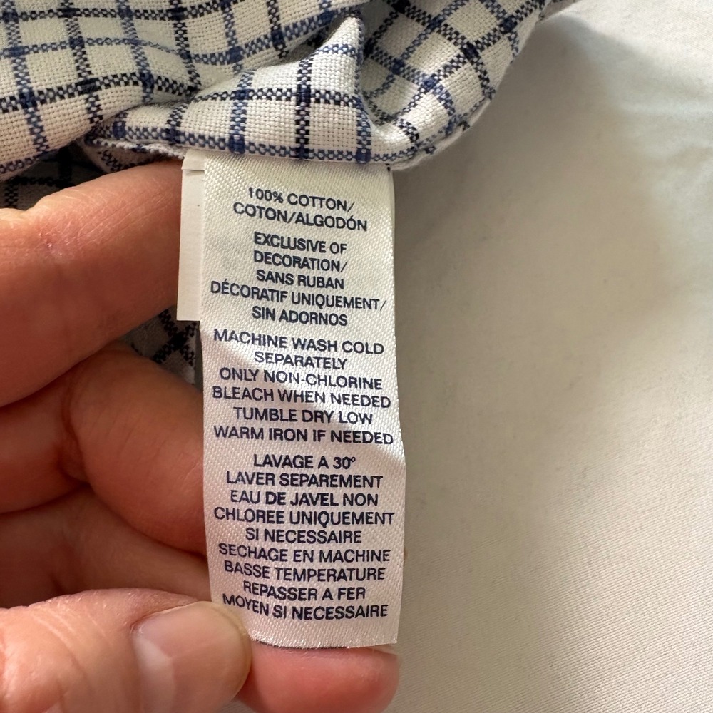 NWT Chaps Button Down Shirt Mens XL Tall White Blue Check Long Sleeve Office - Picture 5 of 6